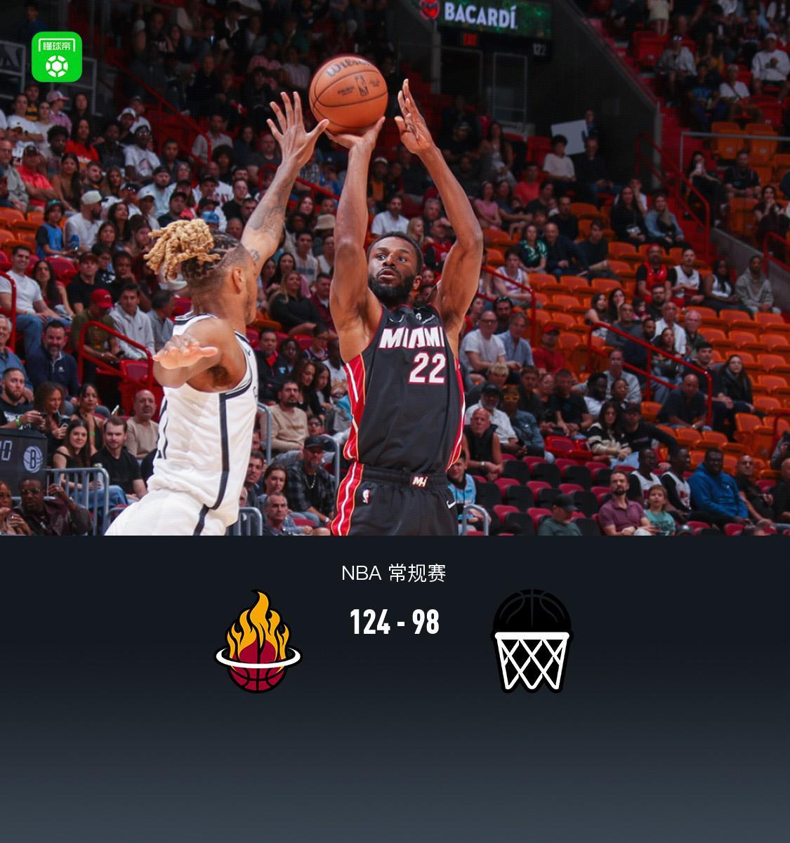 开云体育-热火124-98送篮网9连败，阿德巴约23+9+4